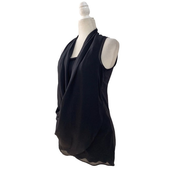 Gold Hawk Draped Silk  Sleeveless Top Blouse - Picture 4 of 8